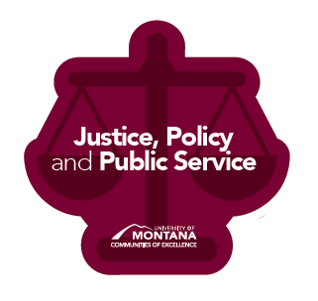 Scale with Justice Policy, and Public Service in large letters.